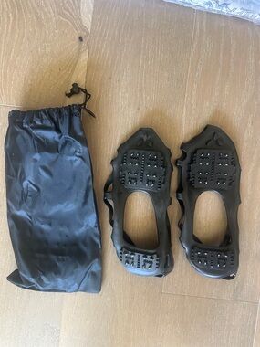 Men's Black Traction Ice Grips for Shoes - Slip-Resistant Overshoes